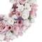 13.5" Pink & White Wooden Floral Spring Artificial Wreath with Berries